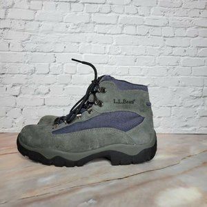 LL Bean Trail Hiking Boots Blue Womens Size 10 Lace-Up Mid Top Waterproof Shoes